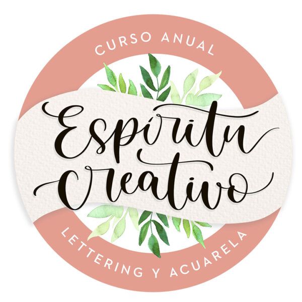 Logo del curso presencial Espíritu Creativo en Madrid: lettering, acuarela y dibujo.