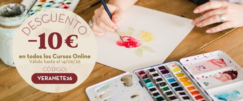 Descuento de 10 euros en los cursos online de acuarela, lettering y art journal de The Flower Journal.